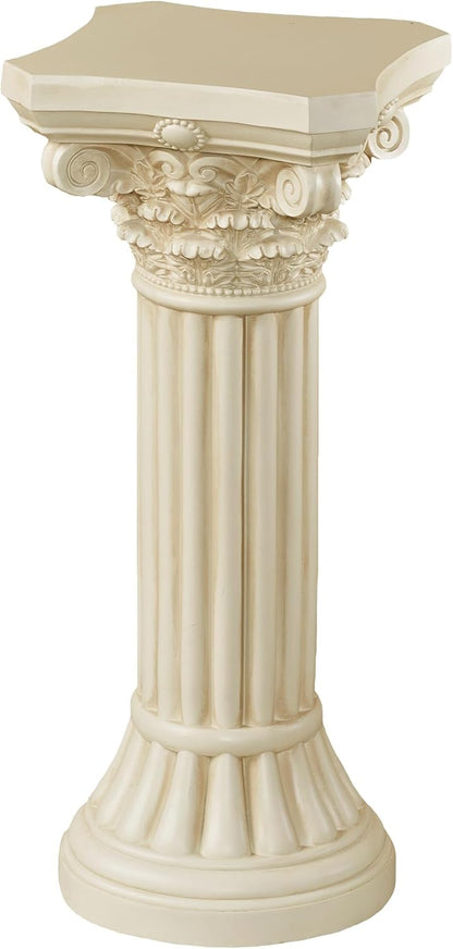 Touch of Class Corinthian Column Pedestal - Ivory Wash - Roman Style - Indoor/Outdoor Display - Small Size - 24 H, Top is 12 Inches Square, Weighs 11 lbs