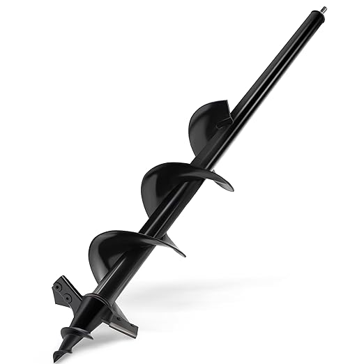 SYITCUN Auger Drill Bit for Planting - 4"X24" Heavy-Duty Auger Post Hole Digger for Fence- 3/8" Hex Drive Drill