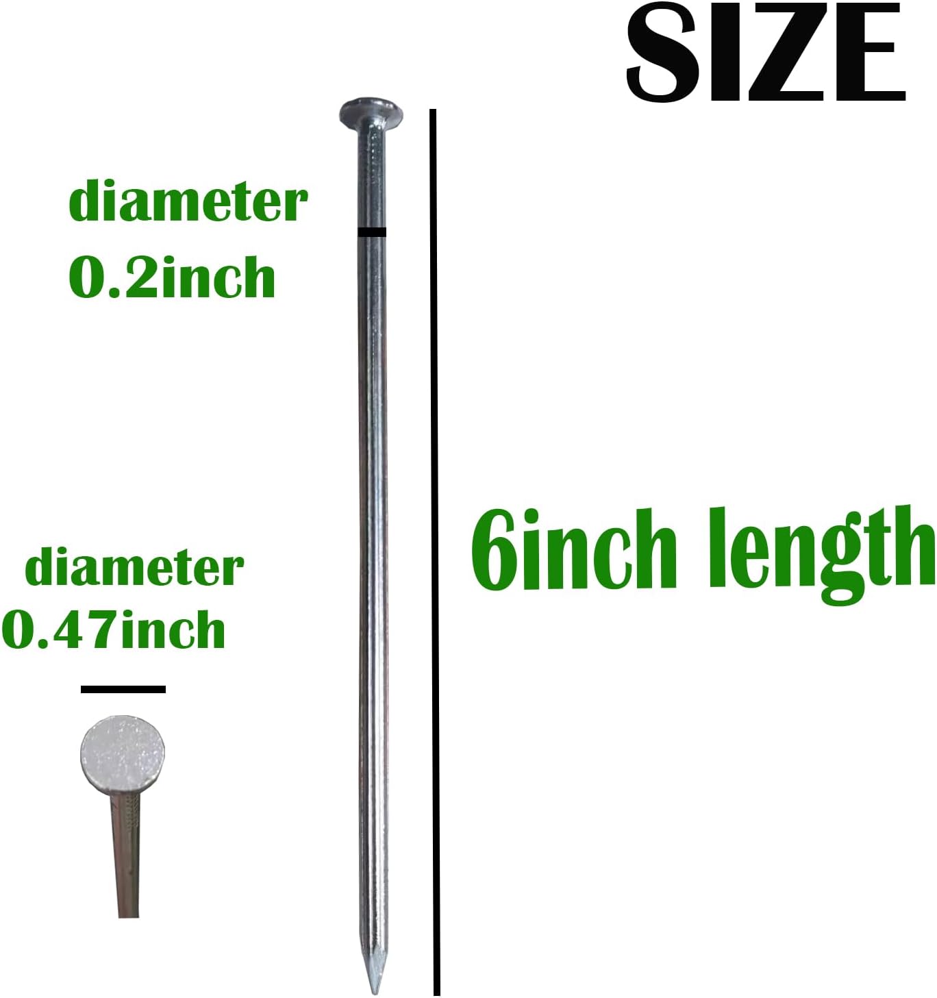 Landscape Stakes,Metal Galvanized Landscape Spikes for Artificial Turf,Tent Spikes,Paver Edging (50, 6 in)