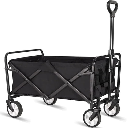 Beach Cart Large Capacity, Heavy Duty Folding Wagon Portable, Collapsible Wagon for Sports, Shopping, Camping Collapsible Foldable cart(220 LBS Capacity)