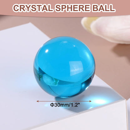 uxcell 30mm/1.2" Crystal Sphere Ball Glass Solid Decorative Sphere Crystal Ball Prop Ornament for Feng Shui Divination Fortune Telling Tabletop Fountain Decoration, Lake Blue