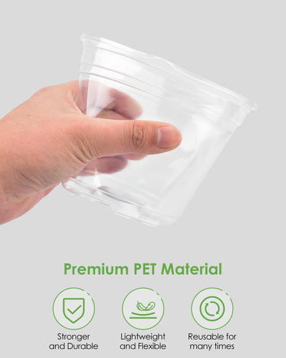PACETAP 30Pack 5 Inch Reinforced Clear Nursery Pots with Drainage Holes, Variety Pack Plastic Plant Pots with 20 Plant Labels for Indoor Outdoor Flower Seed Starter