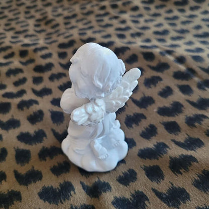 Praying Cherub Angel, Resin Garden Memorial Statue Figurine, 3.54" H x 1.97" W