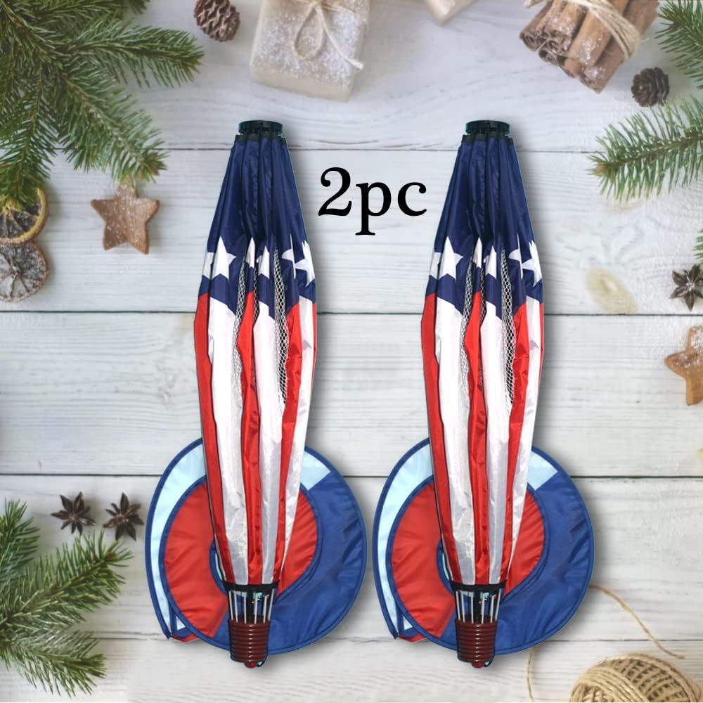 FENELY Patriotic Hot Air Balloon Garden Wind Spinners Giant Flag Pinwheels Whirligigs Windmill Toys for Kids Yard Decor Lawn Decorations Outdoor Whirlygig Windmills Wind Twister Everyday 59" L 2Pack
