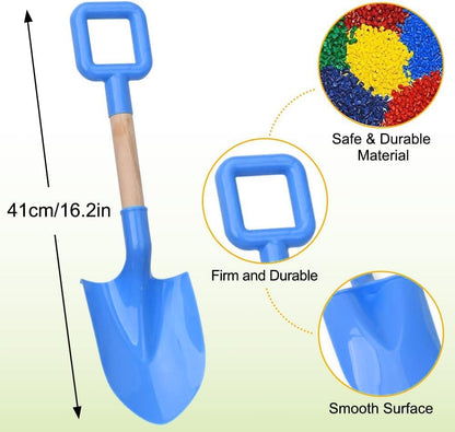 Kids Sand Shovels 16" Long Kids Beach Spade Durable Wood Handle ABS Plastic Spade Garden Tool Set for Kids Adults Garden Sand Snow Backyard Summer Beach Shoolbackyard Sandbox 3- Pink Blue Yellow