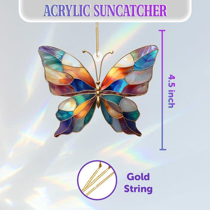 Stained Glass Butterfly Ornament Acrylic – Colorful Suncatcher Window Hanging, Glass Butterfly Decoration for Christmas Tree 2025, Spring Garden Décor, Gifts for Women & Nature Lovers(Sun-04)