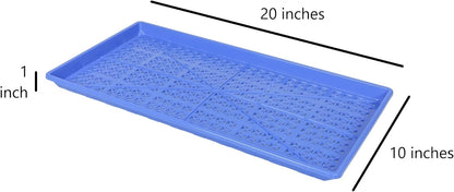 SUNPACK 10" x 20" Heavy Duty Mesh Plastic Seed Starting Tray, Blue, 1" (Pack of 10) - Ensures Water Drainage and Aeration, Perfect for Greenhouses or Indoor Gardening