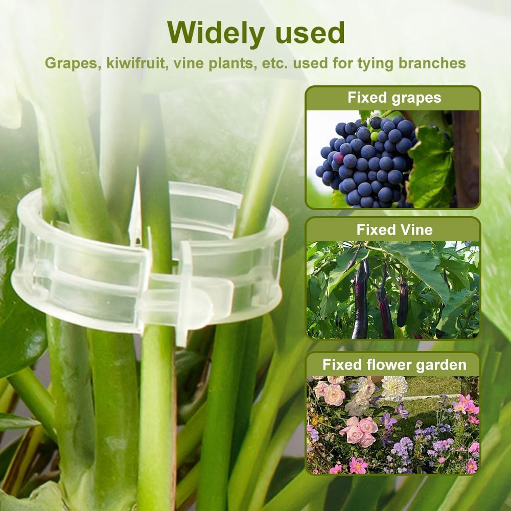 50 PCS Secured Plastic Plant Clip, Plant Support Clips, Garden Clips for Climbing Plants, Plastic Trellis Clips Plant Support Clips Tomato Grape Vine Vegetables Plant Fixing Clips (50, Black)