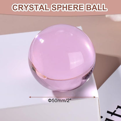 uxcell 50mm/2" Crystal Sphere Ball Glass Solid Decorative Sphere Crystal Ball Prop Ornament for Feng Shui Divination Fortune Telling Tabletop Fountain Decoration, Pink