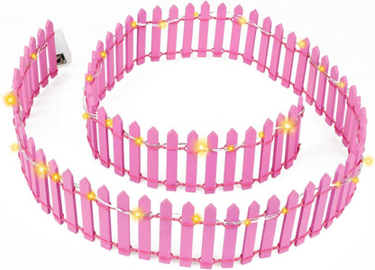 Mini Fairy Garden Fence, 35.5x2 Inch Cuttable Small Wood Picket Fence, DIY Miniature Accessories Decoration for Dollhouse, Crafts, Vegetable Platter, Cake(Rose Red)