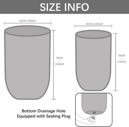 17.3 & 20.8 inch high Concrete Flower pots Set of 2, The planters for Outdoor Plants with Drainage Hole, Modern Family Outdoor Decor Plant pots, Indoor Plant pots for Home Decor.