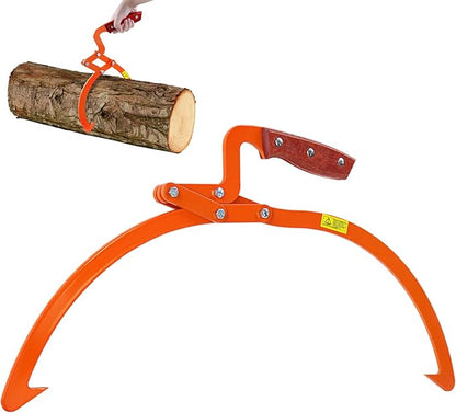 20 Inch Orange Log Tongs, 2 Claw Skidding Tongs Non-Slip Grip, Log Lifting Tongs for Handling, Dragging & Carrying Tool