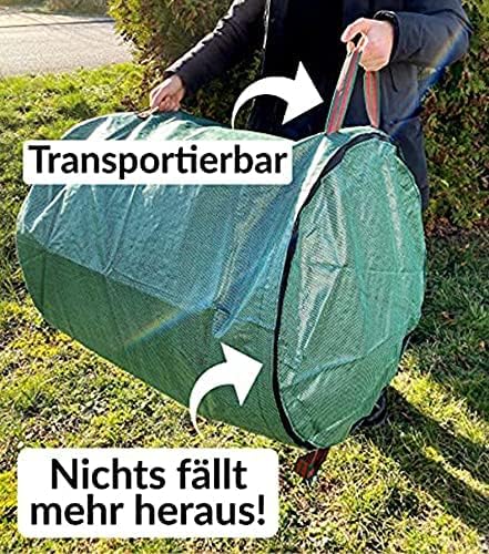 79 Gallons Lawn Leaf Bags, Yard Waste Bag, Reusable Gardening Leaf Collet Bag, Patio Garden Weed Bag, Leaf Collector Storage Bin, Trash Can with Lid & 4 Handles - Extra Large & Heavy Duty Leaf Bag
