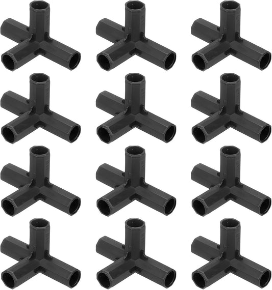 4 Pcs 11mm Greenhouse Frame Building Connectors, 4 Way Right Angle Pipe Fitting for Grape Trellis/Sunscreen Shed/Gardening Plant Stakes, Greenhouse Accessories [Black]