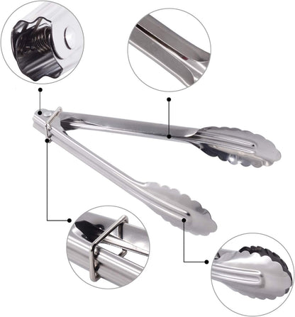 Mini Stainless Steel Serving Tongs Small Tongs for Serving Food Cooking Salad Grilling (7-Inch 3 Pieces)