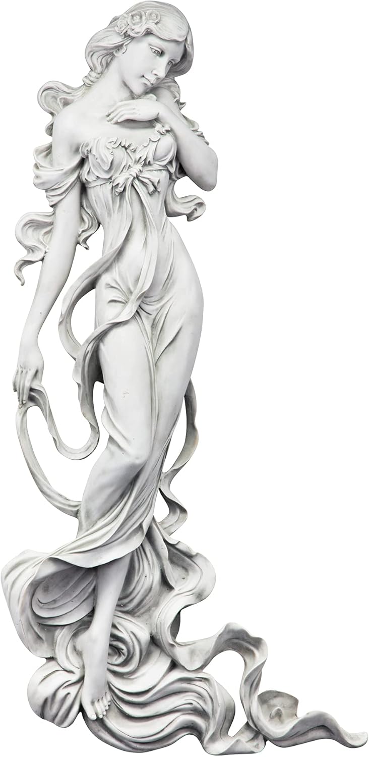 Design Toscano Flora Divine Patroness of Springtime Indoor/Outdoor Wall Frieze Sculpture, 31 inches tall, Cast Stone Resin, Antique Stone Finish