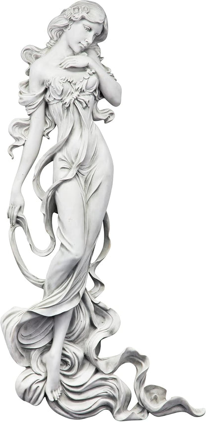 Design Toscano Flora Divine Patroness of Springtime Indoor/Outdoor Wall Frieze Sculpture, 31 inches tall, Cast Stone Resin, Antique Stone Finish