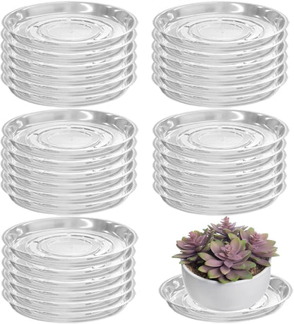 30 Packs 18" Extra-Large Clear Plant Saucers for Indoor Outdoor Use Heavy Duty Plastic Plant Trays for Planter Bulk Flower Pot Drip Trays to Catch Water, 4 to 20 Inch