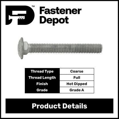 3/4"-10 x 3 (20 Pack) Hot Dipped Galvanized Carriage Bolt Grade 307A for Exterior Use by Fastener Depot