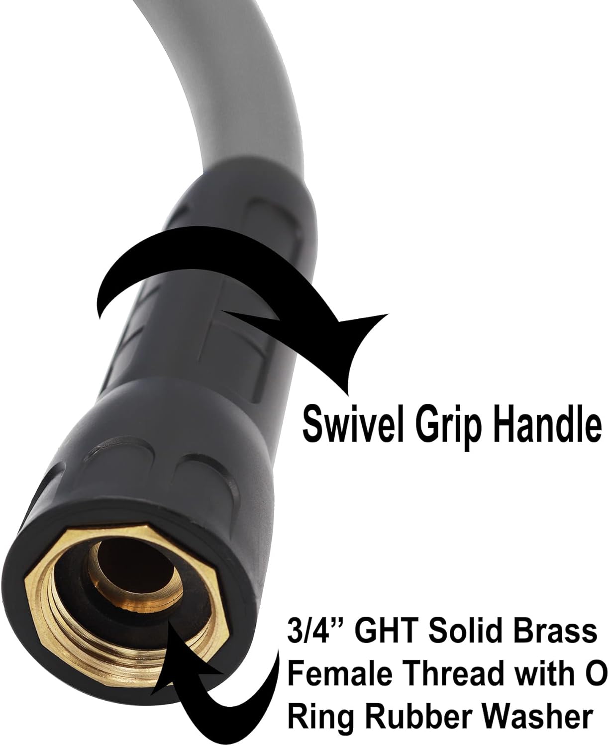 YOTOO Heavy Duty Hybrid Garden Lead in Water Hose 5/8-Inch by 5-Feet 150 PSI, Kink Resistant, All-Weather Flexible with Swivel Grip Handle and 3/4" GHT Solid Brass Fittings, Gray