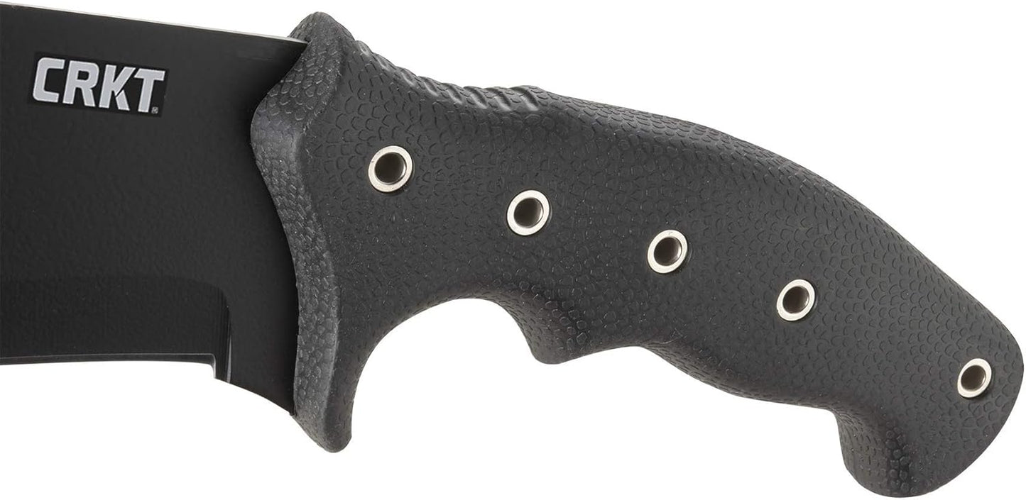 CRKT Chanceinhell Fixed Blade Machete: 12 Inch Black Powder Coated Carbon Steel Drop Point Blade with Nylon Sheath for Survival, Hunting, and Camping K910KKP