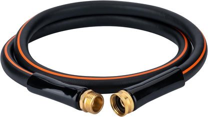 EASTRANS Short Garden Hose 3 ft x 5/8", Heavy Duty Black Orange Water Hose with 3/4" Solid Brass Connector, Flexible, Lightweight, Durable, Male to Female