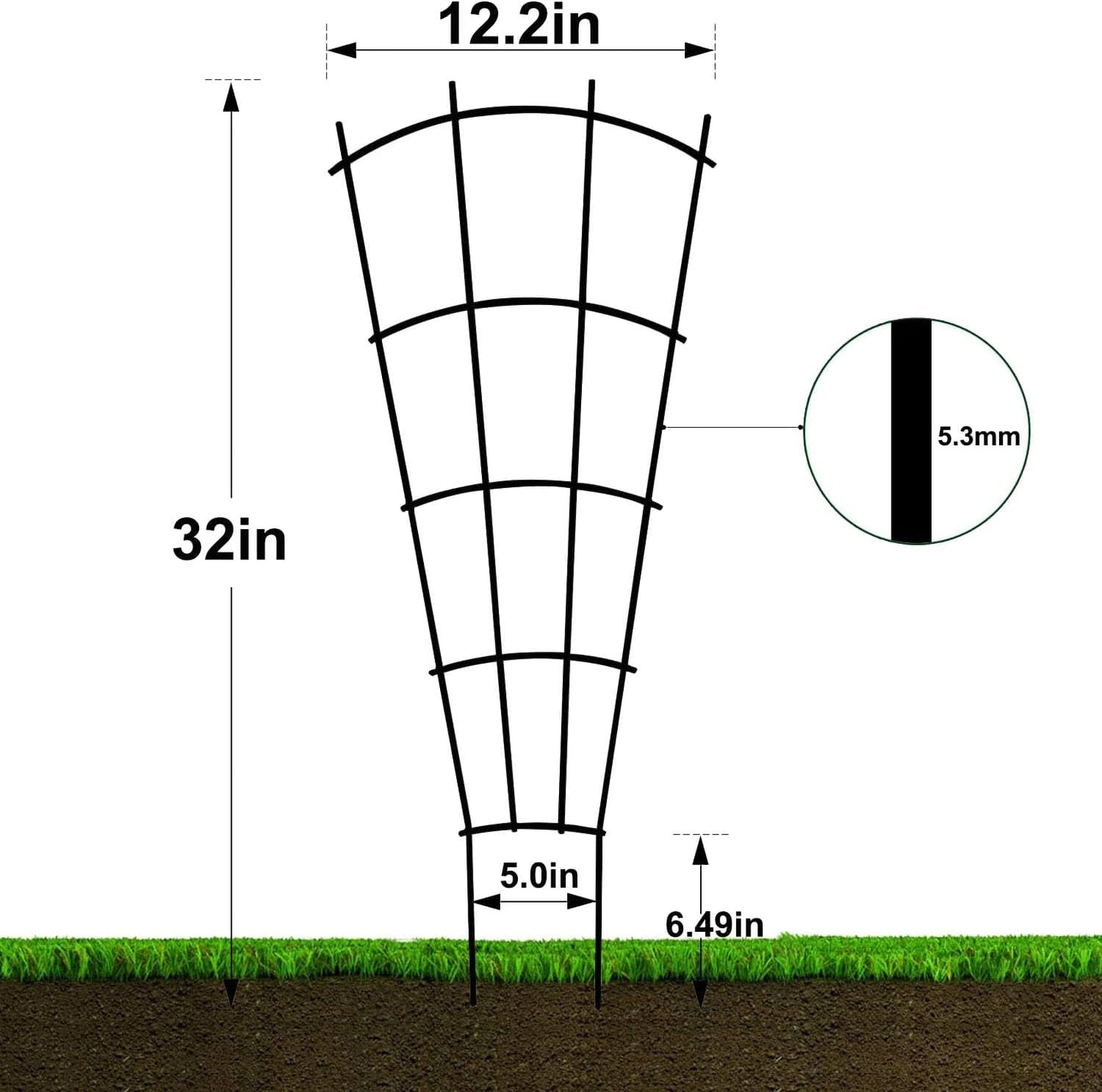 4 Pack 32'' Indoor Plant Trellis for Potted Plants, Metal Garden Trellis for Climbing Plants Outdoor, Black Coated Flower Pot Trellis for Climbing Plants Houseplants Vine Ivy