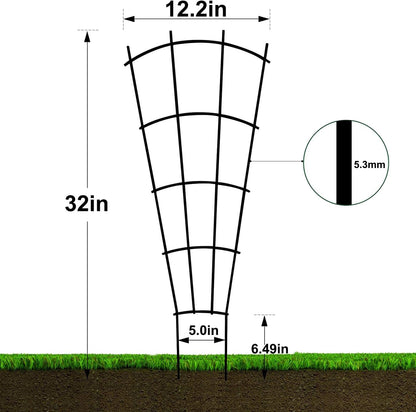 4 Pack 32'' Indoor Plant Trellis for Potted Plants, Metal Garden Trellis for Climbing Plants Outdoor, Black Coated Flower Pot Trellis for Climbing Plants Houseplants Vine Ivy