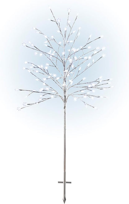 Alpine Corporation 58"H Indoor/Outdoor Frosty Christmas Snowflake Tree with LED Lights , Christmas Decoration