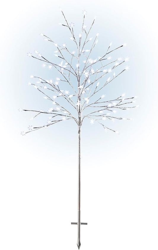 Alpine Corporation 58"H Indoor/Outdoor Frosty Christmas Snowflake Tree with LED Lights , Christmas Decoration