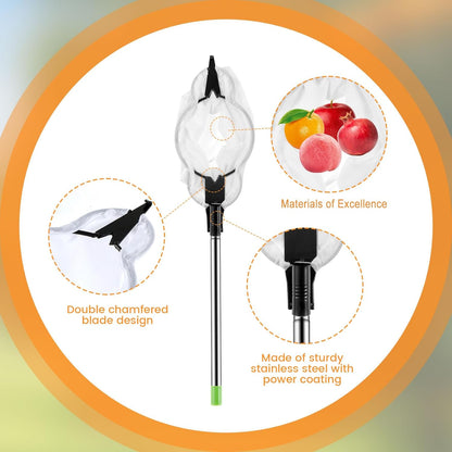 Fruit Picker Pole 5 FT Adjustable Pole with Soft Bag Fruit Catcher Equipment Tree Picker with Fruit Storage Bag for Apples Mango Pear Orange Avocados Fruit Picking(1.6 m/5.25ft)
