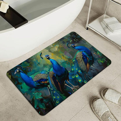 Bath Mat-Bathroom Rug，Three Peacocks-Absorbent Non Slip Quick Dry Stain Resistant Easy to Clean Care Shower Rug for Bathtub Shower Room 16×24Inch (40 * 60cm)