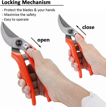 8" Lightweight Pruning Shears - Bypass Gardening Scissors, Sharp Garden Clippers with Low-friction Painted Stainless Steel Blade