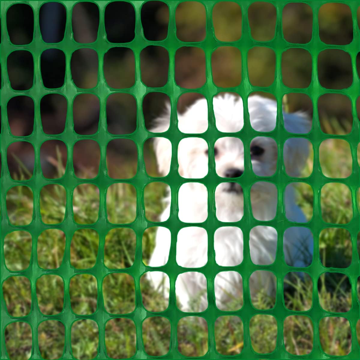 Ashman Plastic Mesh Fence, Construction Barrier Netting, Green, 4'x100' Feet, 1 Roll, Garden Fencing, Fences Wrap, Above Ground, for Snow, Poultry, Chicken, Deer, Patio, Garden Netting, Green 100FT