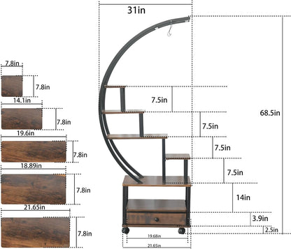 Plant Stand Indoor: 6-Tier Plant Stand Metal Display with Wheels Hanging Planters for Indoor Plants/Books/Fashion Accessories 2pcs