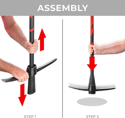 INTERTOOL Pick Axe for Digging - 36” Heavy Duty Garden Mattock Pickaxe - Rust Resistant Steel with Adze Hoe & Shock Absorbing Fiberglass Anti-Slip Handle - Cultivate, Loosen Soil, Dig - HT08-0305