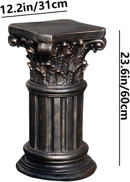 Classic Roman Column Pedestal 23.6” – Black Bronze Decorative Pillar for Indoor Outdoor Garden Display