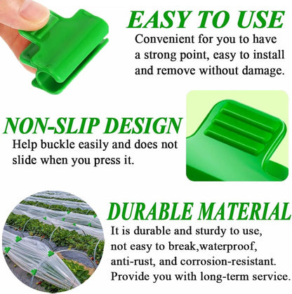 24pcs 19mm Garden Hoops for Netting, Greenhouse PVC Tube Clip for 18-20mm Poles, Garden Buildings Shading Net Rod Tube Clip Film Row Fixing Cover Tunnel Hoop Clips, Non-Slip, Green