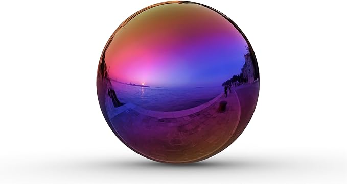 Lulu Decor, Rainbow Stainless Steel Gazing Mirror Ball Size 14, Smooth Reflective Shiny Garden Decoration Globe