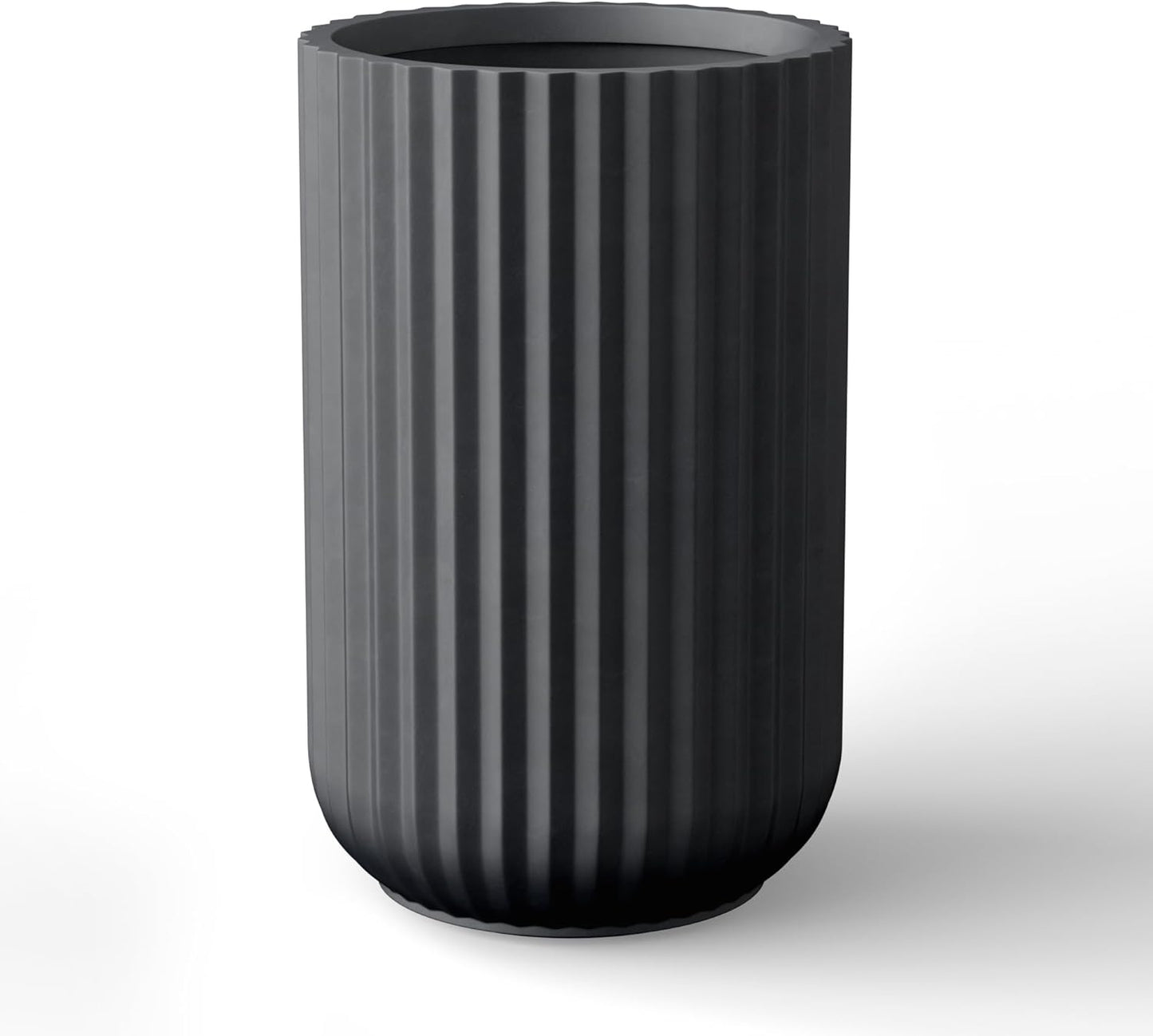 Kante Tall Fulted Planter, 21.7 Inch Tall Round Concrete Plant Pots with Drainage Hole and Rubber Plug, Modern Decor for Indoor Outdoor Plants, Flower, Black