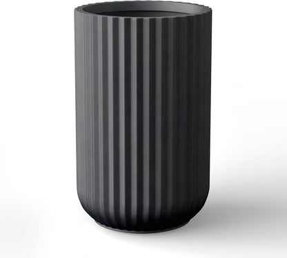Kante Tall Fulted Planter, 21.7 Inch Tall Round Concrete Plant Pots with Drainage Hole and Rubber Plug, Modern Decor for Indoor Outdoor Plants, Flower, Black