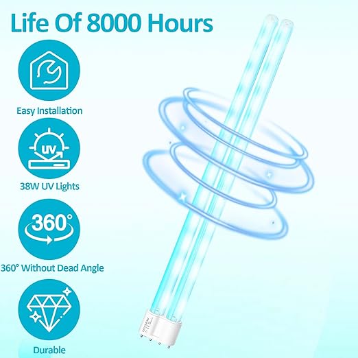 UV Light Sanitizer Replacement Light Bulb with Ozone,38W UV Light Bulb,UVC Home Disinfection Device Light Bulb,1 Count