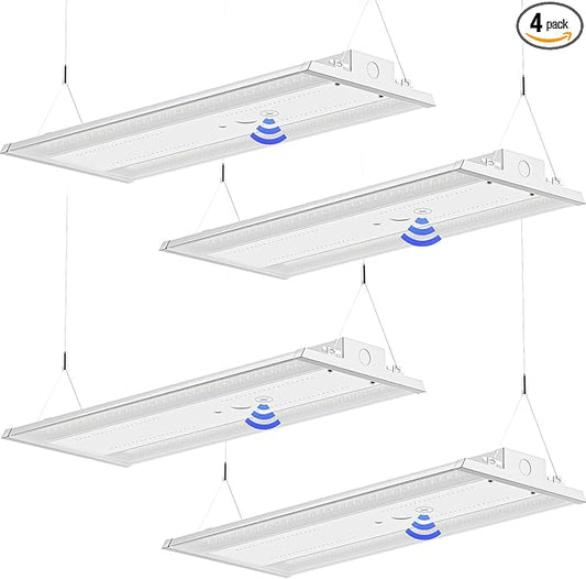 LED Linear High Bay Light 4-Pack, 130W 19500LM 0-10V Dimmable 5000K Daylight, Adjustable High Bay LED Shop Lights Lighting Fixtures for Garage Warehouse Workshop, UL
