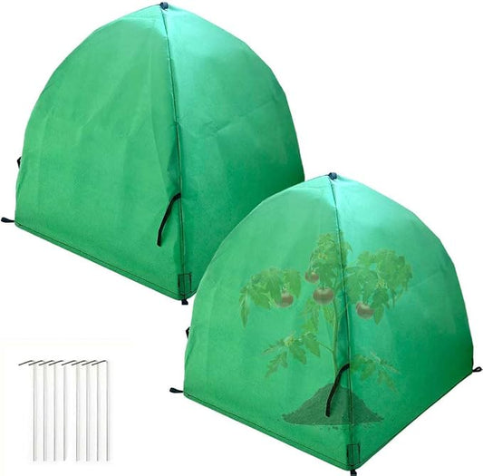 2 Pack Plant Freeze Protection Covers Winter Shrub Covers Plant Frost Protection Tent, Warm Plant Tents Protecting Fruit Potted Plants Tree from Freezing Animals Eating ((22x22x23in, Frost Cloth))