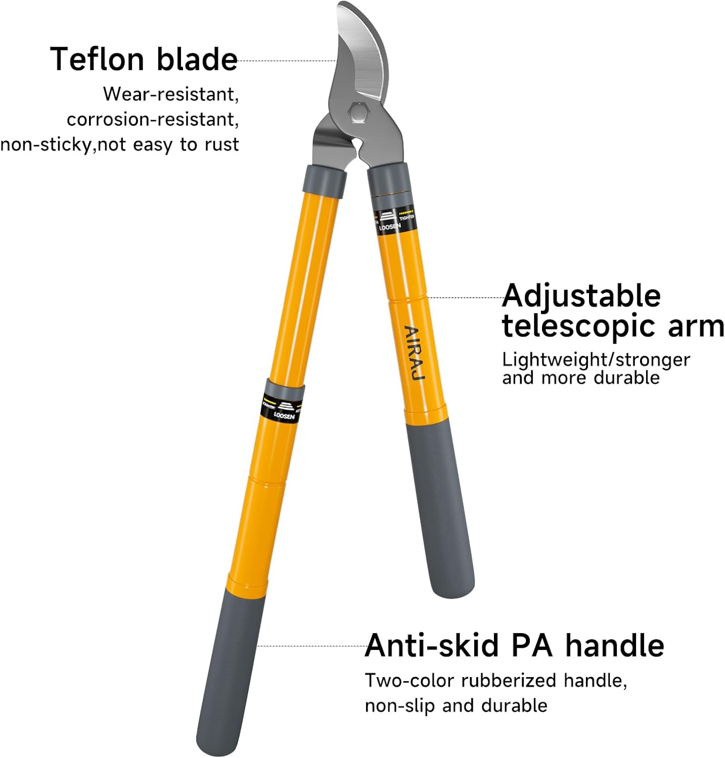 AIRAJ 16-24'' Extendable Loppers for Tree Trimming | Branch Cutter with 1.5“ Cutting Capacity | Loppers for Gardening | Garden Shears