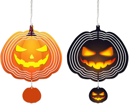 Halloween Sublimation Wind Spinner Blanks, Halloween Party Decorations Pumpkin Shape 10 inch, for Backyard, Garden, Home Decoration, 2 PCS