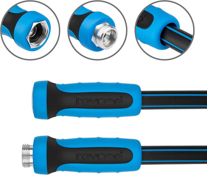 Fevone 55 ft x 5/8" Heavy Duty Garden Hose, Drinking Water Safe, Flexible & Kink-Free Hybrid Polymer Water Hose, Lightweight Outdoor Hose with swivel handles and 3/4" Solid Aluminum Fittings