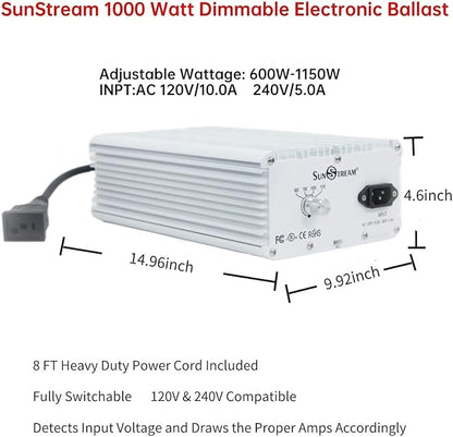 SunStream 1000 Watt HPS Light Dimmable Electronic Grow Light Ballast for Indoor Plant