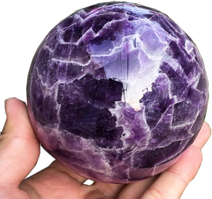 5-6cm/1.96-2.36inch Natural Amethyst Sphere Crystal Ball Hand Polished Decorative Sphere Healing Crystals Ball Healing Stone Crafts Fengshui Home Decoration Collect Gifts (50-60mm, Amethyst)