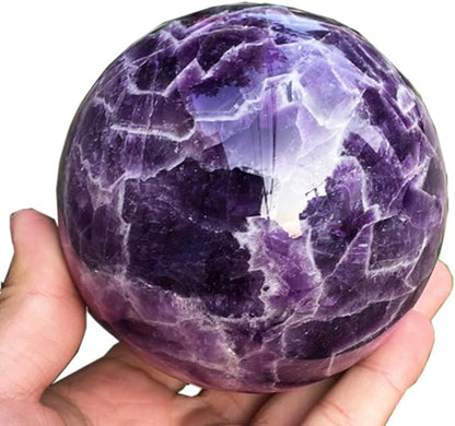 5-6cm/1.96-2.36inch Natural Amethyst Sphere Crystal Ball Hand Polished Decorative Sphere Healing Crystals Ball Healing Stone Crafts Fengshui Home Decoration Collect Gifts (50-60mm, Amethyst)